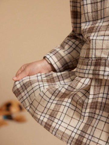 PrepCrw Young Girls Plaid Print Elastic Waist Elegant Skirt