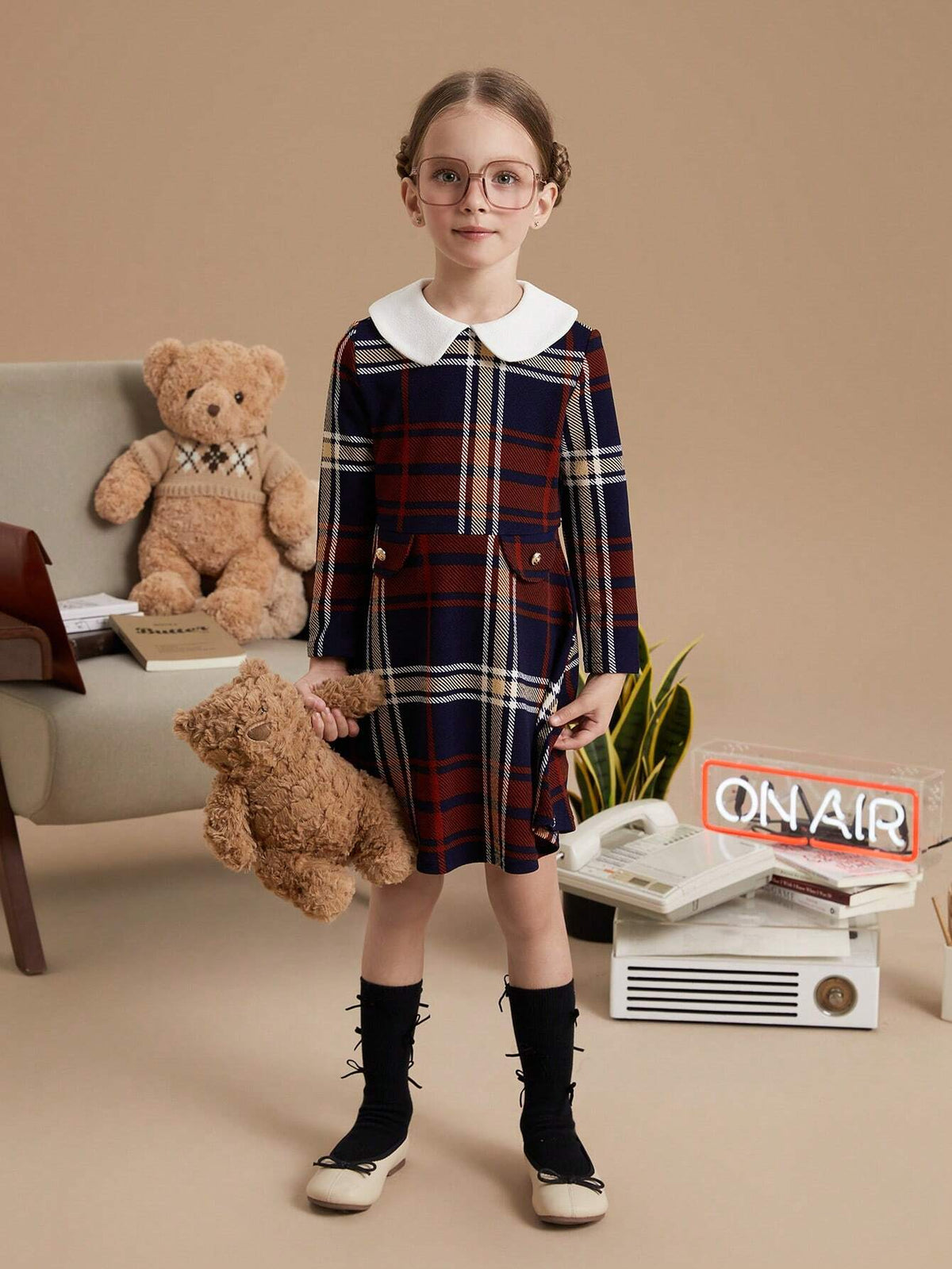 PrepCrw Young Girls Red Knitted Stand Collar Long Sleeve Bodycon Dress, Christmas School Style, Autumn/Winter