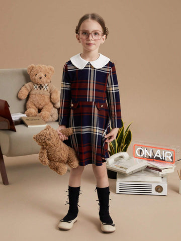 PrepCrw Young Girls Red Knitted Stand Collar Long Sleeve Bodycon Dress, Christmas School Style, Autumn/Winter
