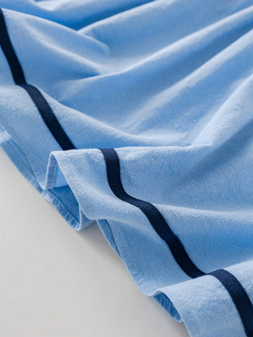 PrepCrw Young Girls' Spring/Summer Blue Striped Collar Loose Woven Dress, College Style