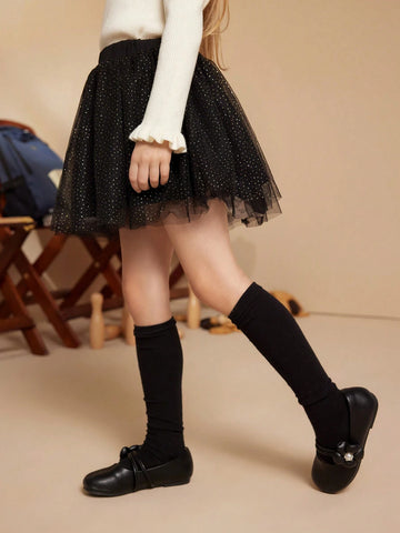 PrepCrw Young Girls Sweet Metallic Foil Net Skirt, Autumn