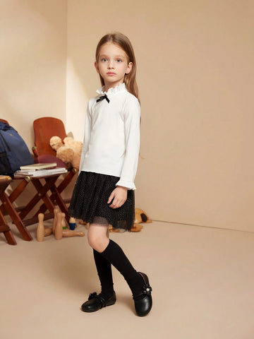 PrepCrw Young Girls Sweet Metallic Foil Net Skirt, Autumn