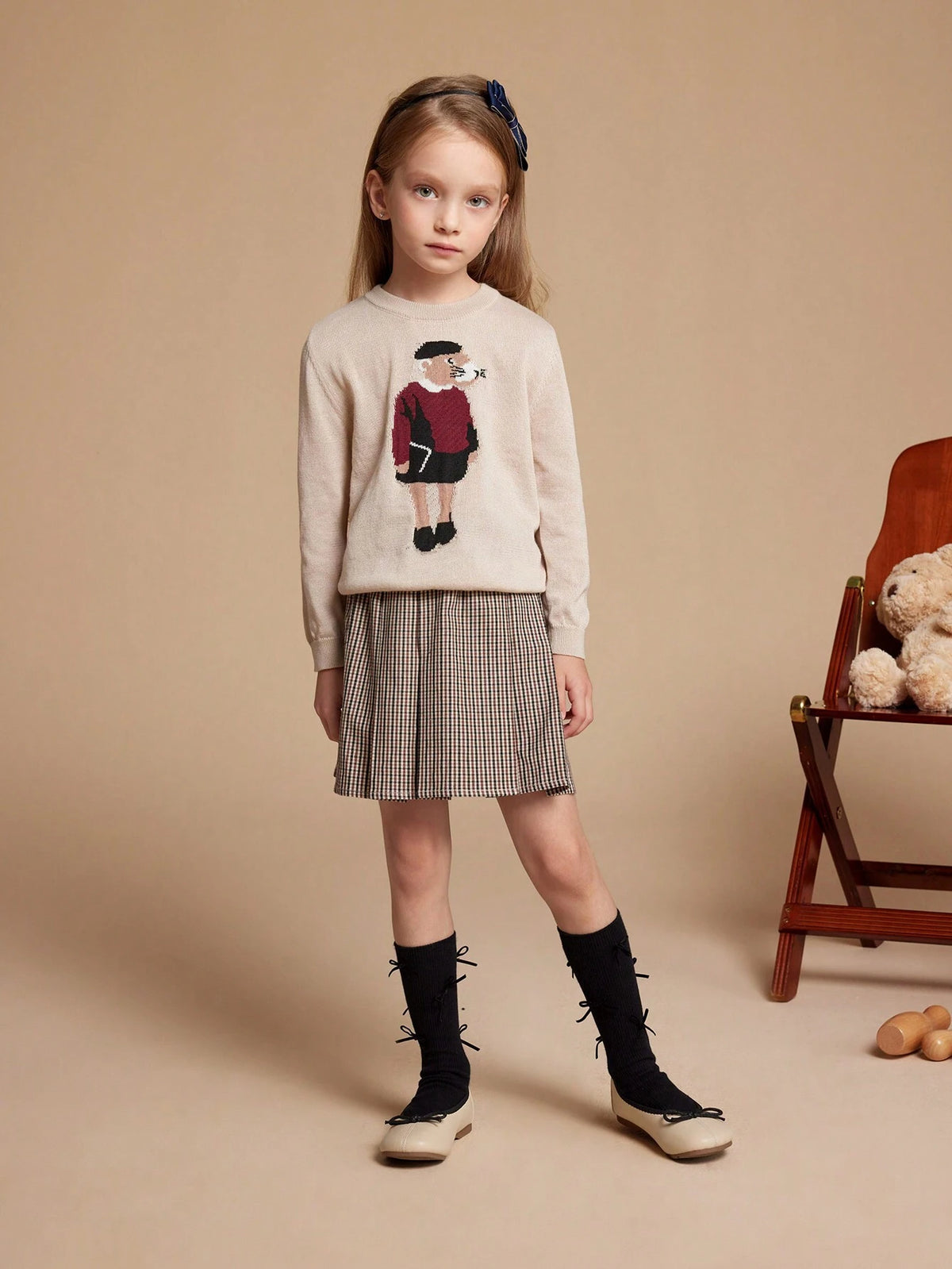 PrepCrw Youth Girl Classic Plaid Retro Skirt, Casual Everyday Wear For Autumn & Winter