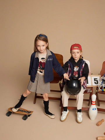 PrepCrw Youth Girl Classic Plaid Retro Skirt, Casual Everyday Wear For Autumn & Winter