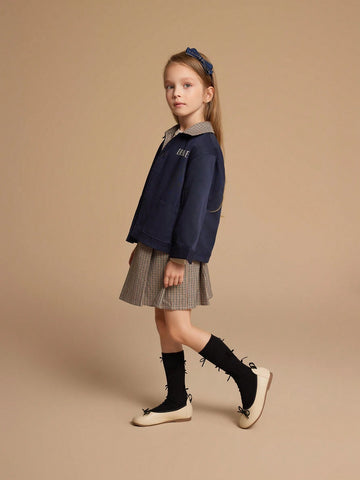 PrepCrw Youth Girl Classic Plaid Retro Skirt, Casual Everyday Wear For Autumn & Winter