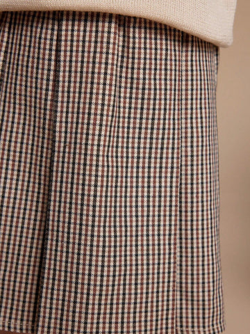 PrepCrw Youth Girl Classic Plaid Retro Skirt, Casual Everyday Wear For Autumn & Winter