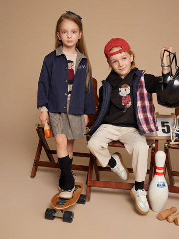 PrepCrw Youth Girl Classic Plaid Retro Skirt, Casual Everyday Wear For Autumn & Winter