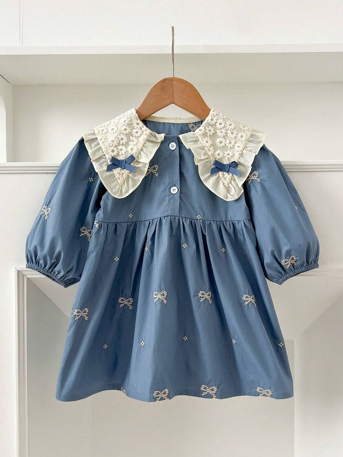 Princess Girls Long Sleeve Butterfly Embroidered Dress, Korean Style, Suitable For Spring And Autumn