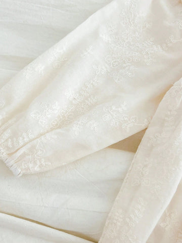 Princess Lace Trim Embroidery Long Sleeve Dress For Girls, Spring Autumn