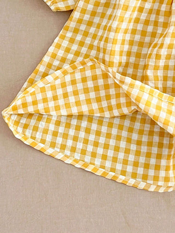 Princess Plaid Dress With Ruffled Lapel, For Spring/Autumn