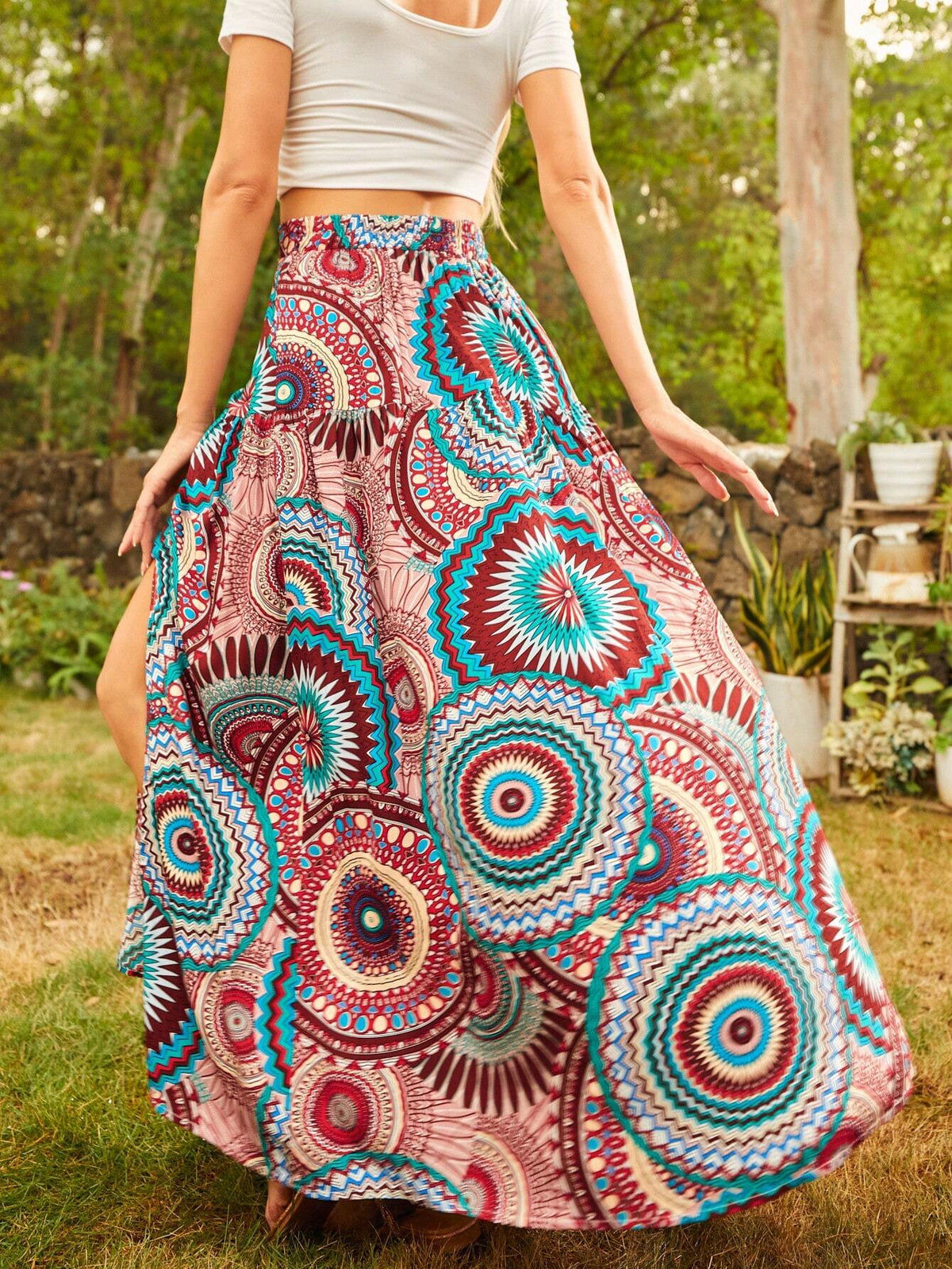 Printed Slit Woven Skirt