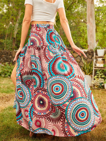 Printed Slit Woven Skirt