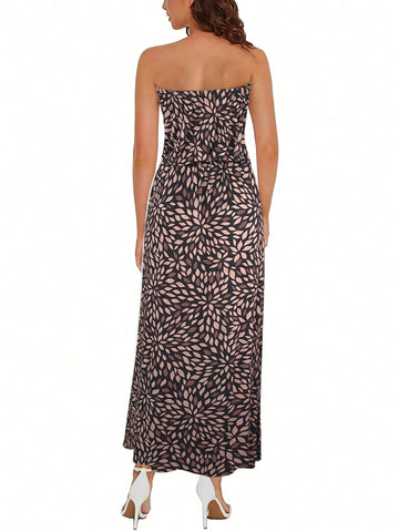 Printed Strapless Dress