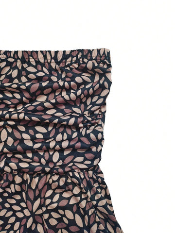 Printed Strapless Dress