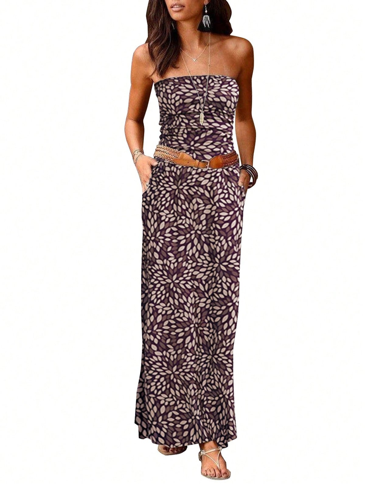 Printed Strapless Dress