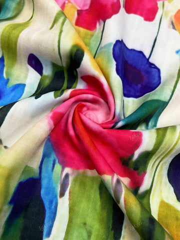 Printed V-Neck Flare Sleeve Dress