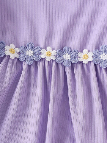 Purple Feather Trim Girls Dress