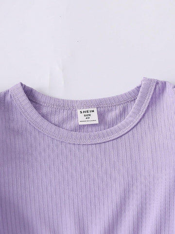Purple Feather Trim Girls Dress