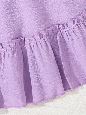Purple Strap Dress For Little Girls, Summer Dress