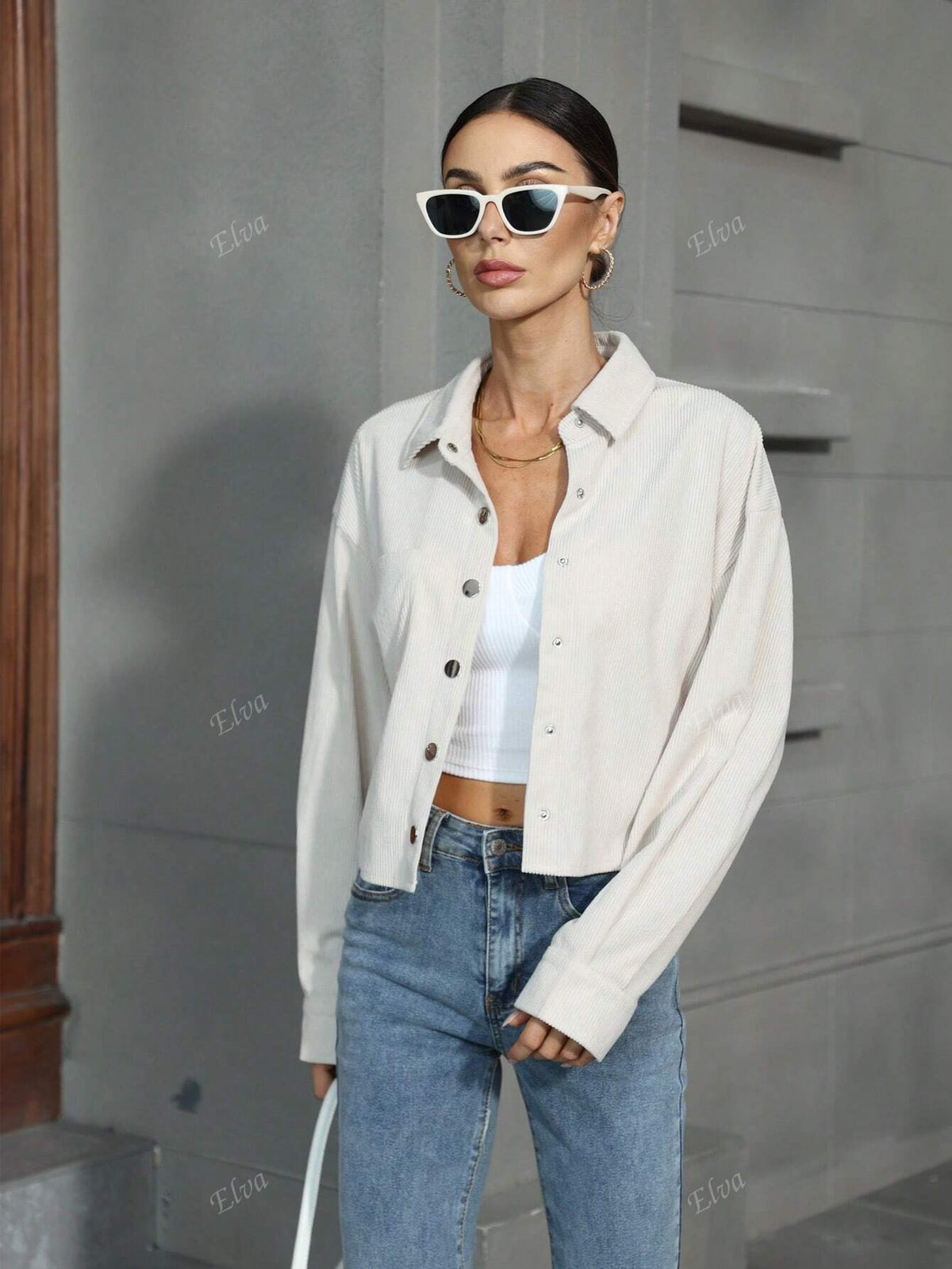 Retro Minimalist Corduroy Long Sleeve Casual Shirt