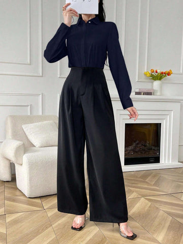 Women'S Shirt Solid Color Long Sleeved Business Interview Commuting Casual Relaxed Feeling Simple Elegant Spring Summer Autumn Shirt