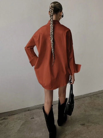 Women'S Shirt Solid Color Loose Long Sleeved Business Interview Commuting Casual Relaxed Feeling Simple Elegant Spring Summer Autumn Shirt