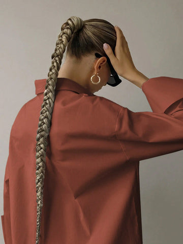 Women'S Shirt Solid Color Loose Long Sleeved Business Interview Commuting Casual Relaxed Feeling Simple Elegant Spring Summer Autumn Shirt