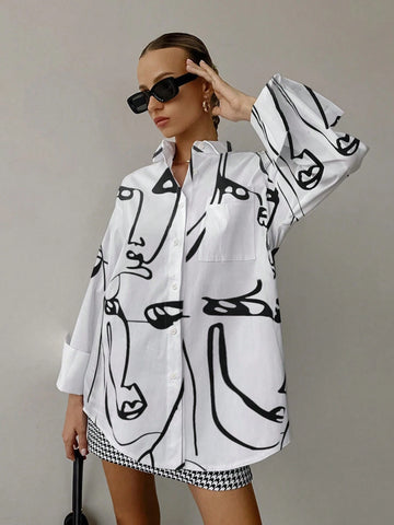 QIANZHIDU Women's Casual Commuter Loose Fit Solid Color Blouse, Autumn