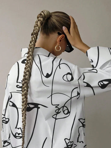 QIANZHIDU Women's Casual Commuter Loose Fit Solid Color Blouse, Autumn