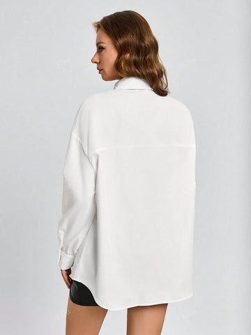 Women's French Casual Solid Color Blouse With Tie, Business Interview Commute Relaxed Style Minimalist Elegant Mature Blouse, Spring/Autumn