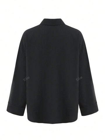 Women's French Style Solid Color Long Sleeve Casual Loose Blouse