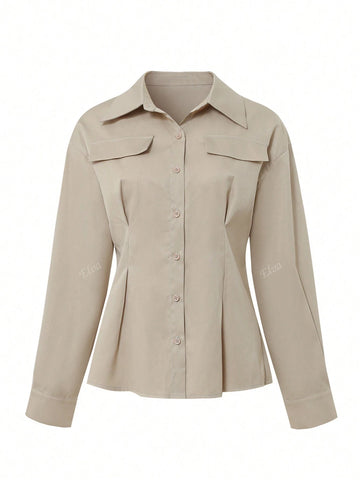 Women's Shirt Solid Color Long-Sleeved Business Interview Commuting Casual Relaxed Sense Simple Capable Temperament Elegant Mature Spring Summer Autumn Shirt