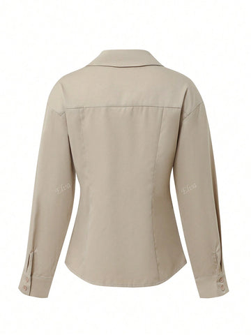 Women's Shirt Solid Color Long-Sleeved Business Interview Commuting Casual Relaxed Sense Simple Capable Temperament Elegant Mature Spring Summer Autumn Shirt