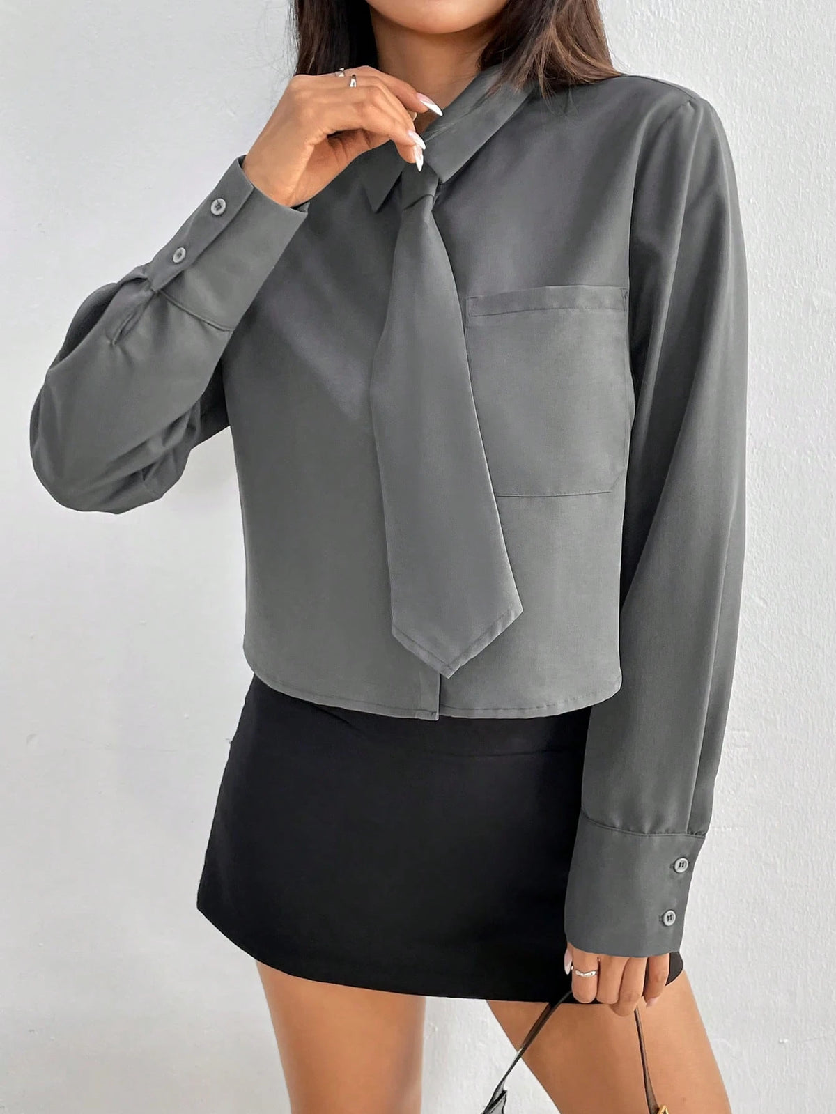 Women's Solid Casual Collared Long Sleeve Blouse, Business/Office/Daily Wear, Simple & Elegant, Spring/Summer/Autumn