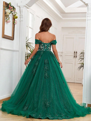 Quinceanera Dresses Long Ball Gown Plus Size Off Shoulder Sweet 15 Formal Prom Dress