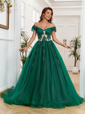 Quinceanera Dresses Long Ball Gown Plus Size Off Shoulder Sweet 15 Formal Prom Dress