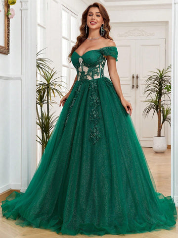 Quinceanera Dresses Long Ball Gown Plus Size Off Shoulder Sweet 15 Formal Prom Dress