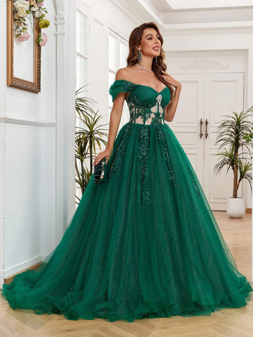 Quinceanera Dresses Long Ball Gown Plus Size Off Shoulder Sweet 15 Formal Prom Dress