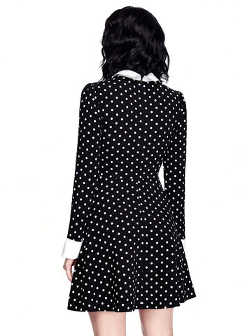 ROMWE Avant Wednesday Cosplay Polka Dot Print Women Dress