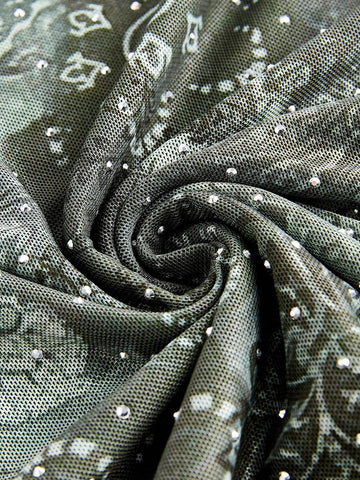 Fairycore Women's Hippie Vine Totem Rhinestone Skirt