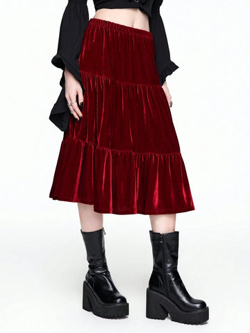 ROMWE Fairycore Women's Long Elastic Waist A-Line Skirt