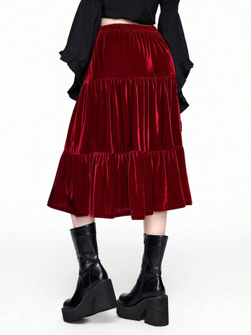 ROMWE Fairycore Women's Long Elastic Waist A-Line Skirt