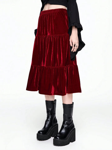 ROMWE Fairycore Women's Long Elastic Waist A-Line Skirt