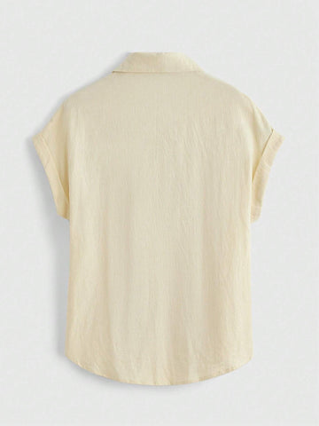 ROMWE Fairycore Women's Summer Short Sleeve Shirt With Mushroom Embroidery Pattern