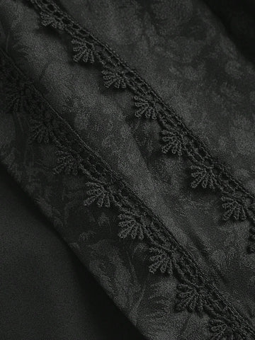 ROMWE Goth Elegant Gothic Vintage Ruffled Tied Design Waisted Women Party Dress