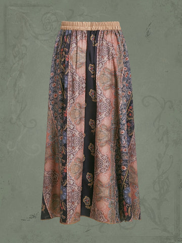 ROMWE Goth Floral Print Knot Skirt