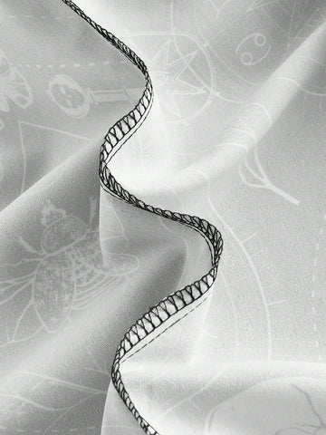 ROMWE Goth Skull & Butterfly Print Ruffle Hem Skirt