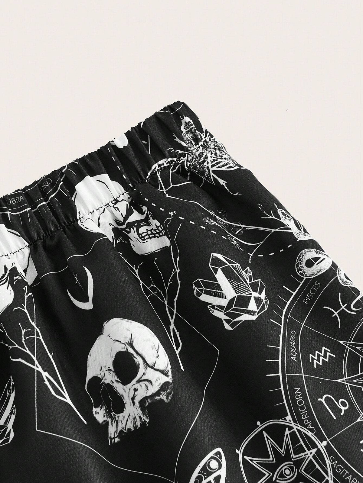 ROMWE Goth Skull & Butterfly Print Ruffle Hem Skirt