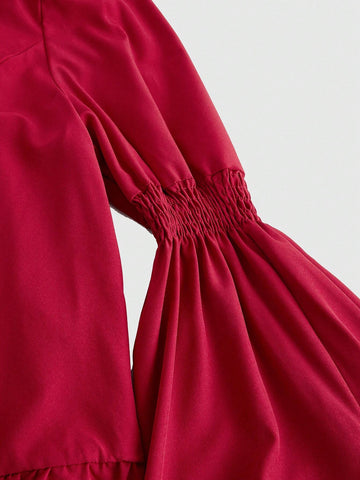 Vintage Gothic Renaissance Ruffled Puff Sleeve Splicing Pure Blouse