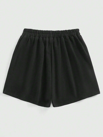 ROMWE Grunge Punk Loose And Casual Spider Web Printed Shorts With Pockets